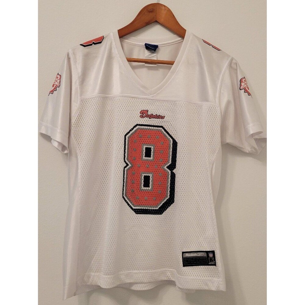 🏈🐬 Women's MIAMI DOLPHINS NFL Reebok #8 Football Jersey 🏈 White/Salmon/Silver